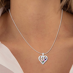 Kay color stone family heart necklace Clearance